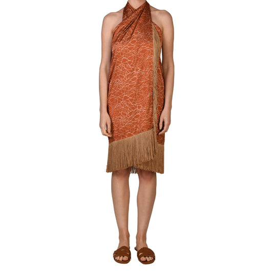 Terracotta Marble Satin Sarong Dress