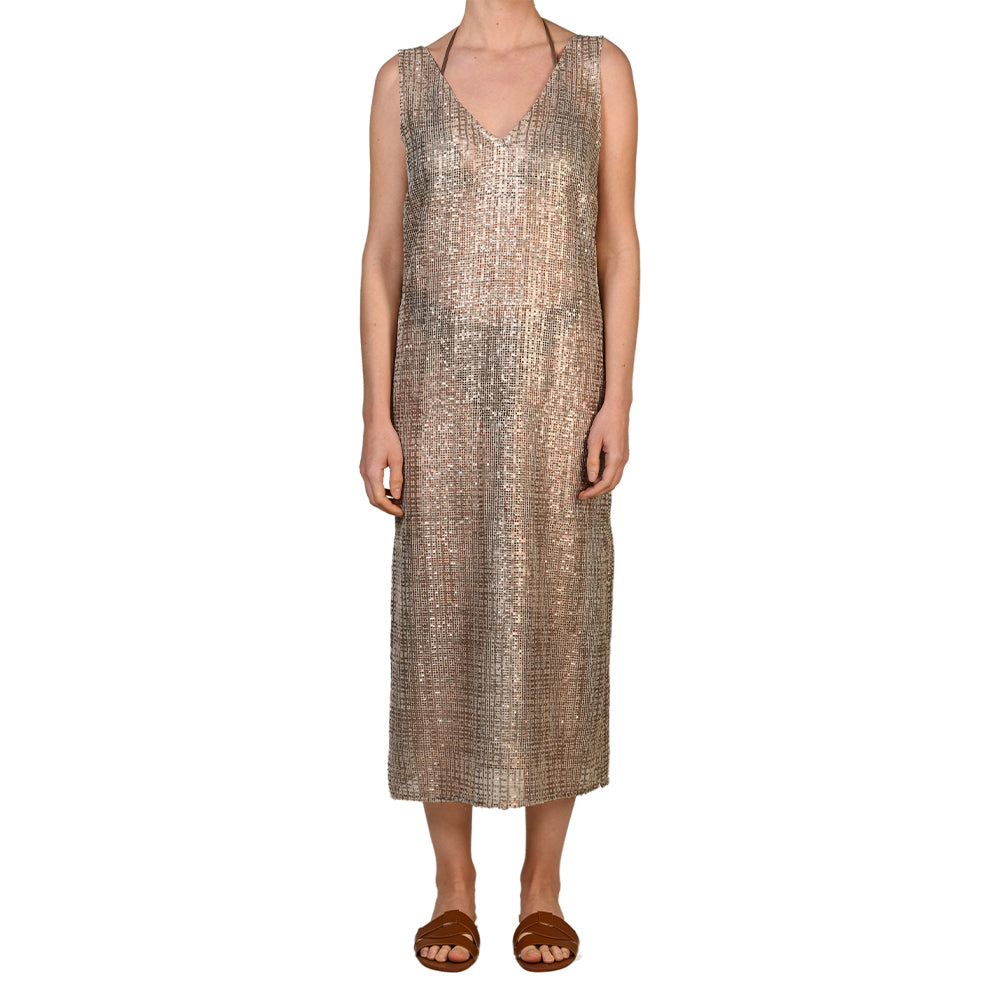 Gold Sand Net Sequin Midi Dress Ino Mei Gold Sand Net Sequin Midi Dress Ino Mei
