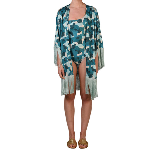 Jade Mosaic Kimono Dress