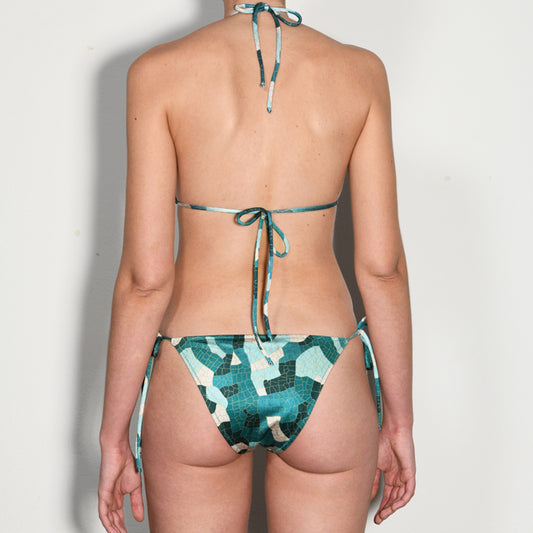 Jade Mosaic Tie Side Triangle Bikini