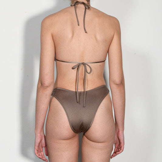 Metallic Mocha High Rise Hoop Triangle Bikini