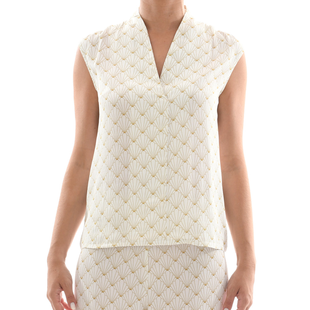 White Seashell Satin Tank Top