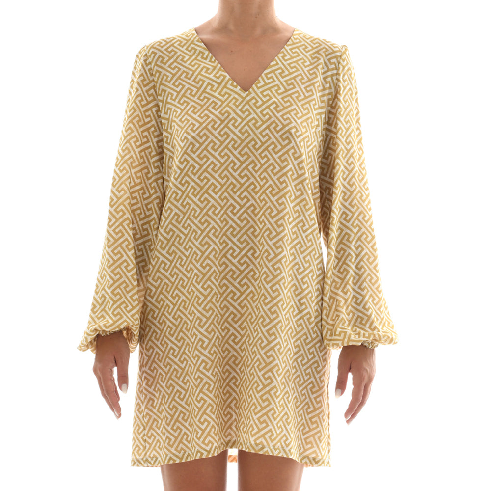 Grecian Gold Mini Kaftan Dress