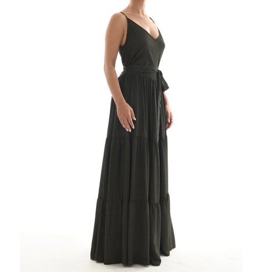 Meander Black Maxi Ruffle Dress