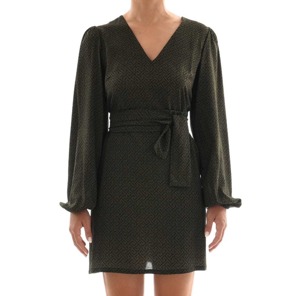 Meander Black Mini Kaftan Dress