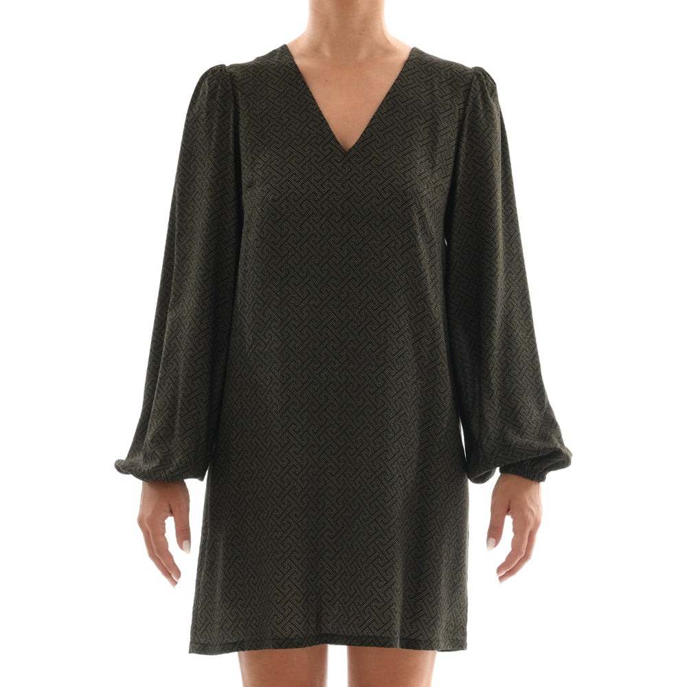 Meander Black Mini Kaftan Dress
