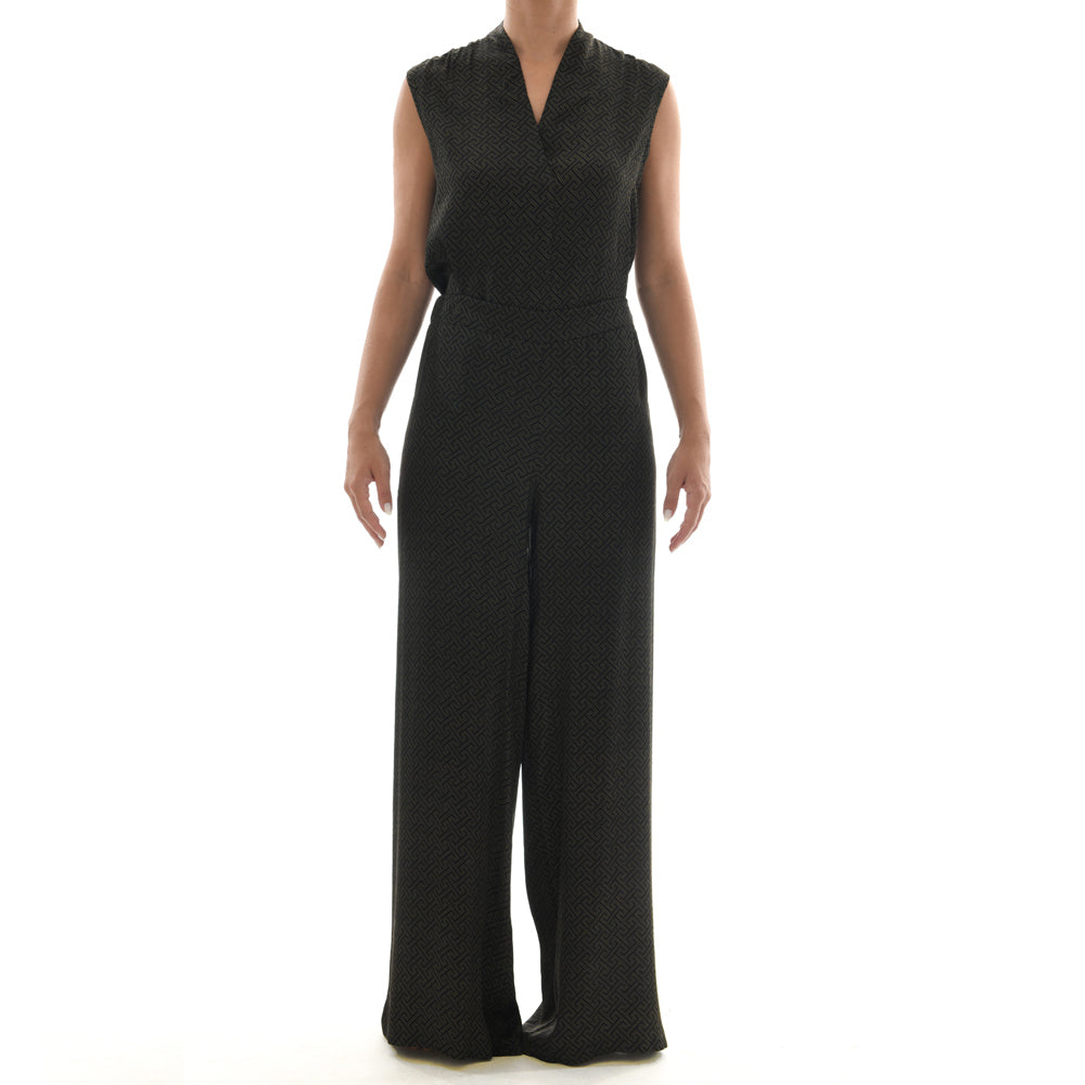 Meander Black Satin Tank Top