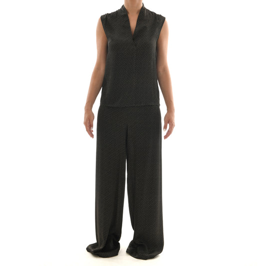 Meander Black Satin Tank Top