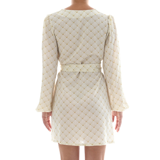 White Seashell Mini Kaftan Dress