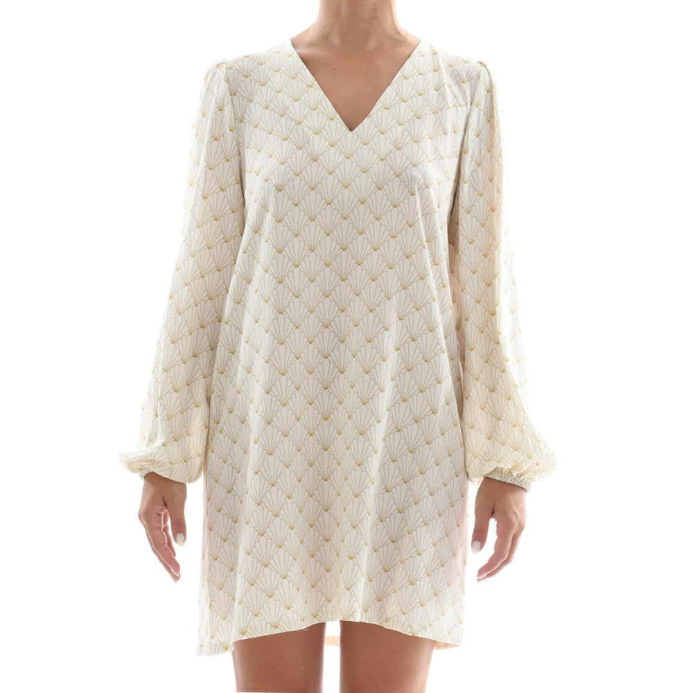White Seashell Mini Kaftan Dress