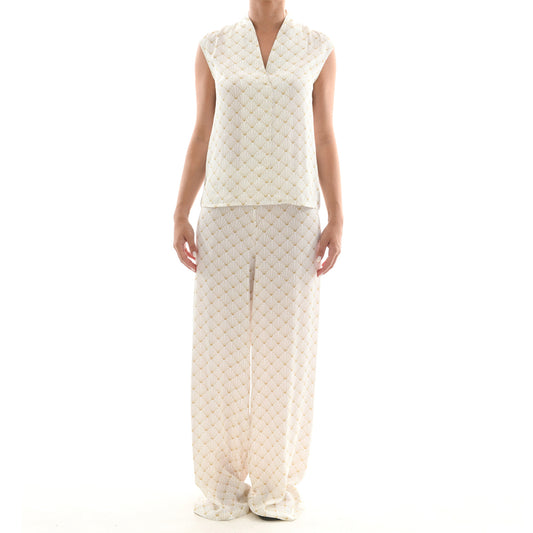 White Seashell Satin Tank Top