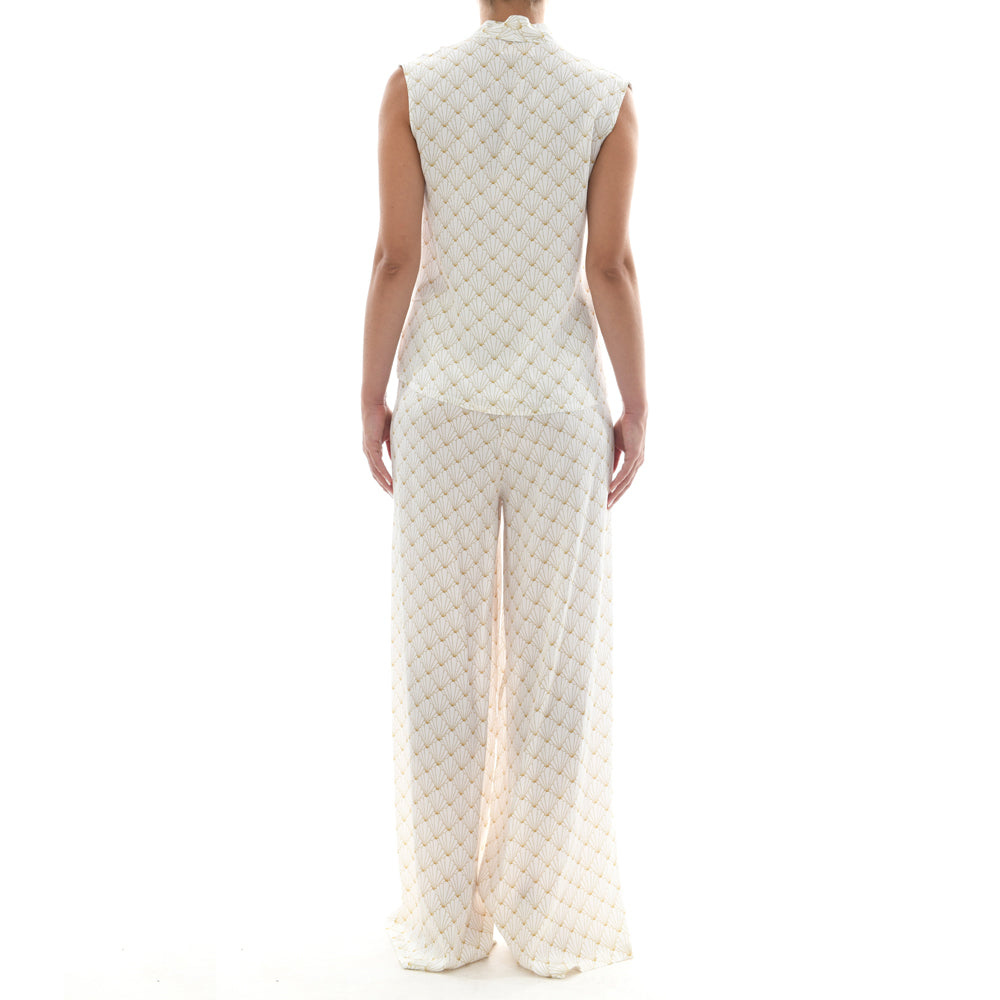 White Seashell Satin Pantalone