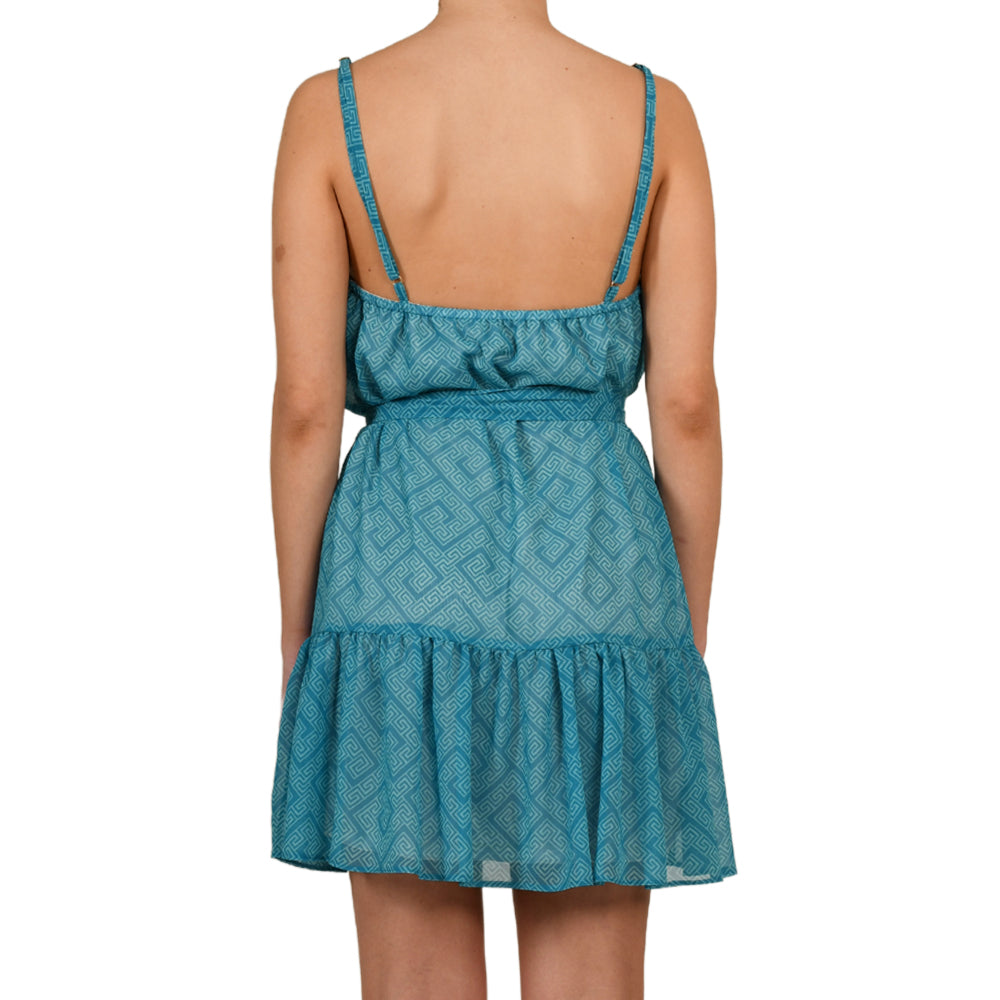 Meander Aquamarine Mini Shimmering Dress
