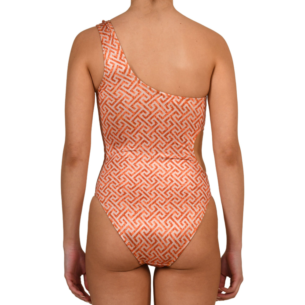 Grecian Grapefruit One Shoulder Swimsuit