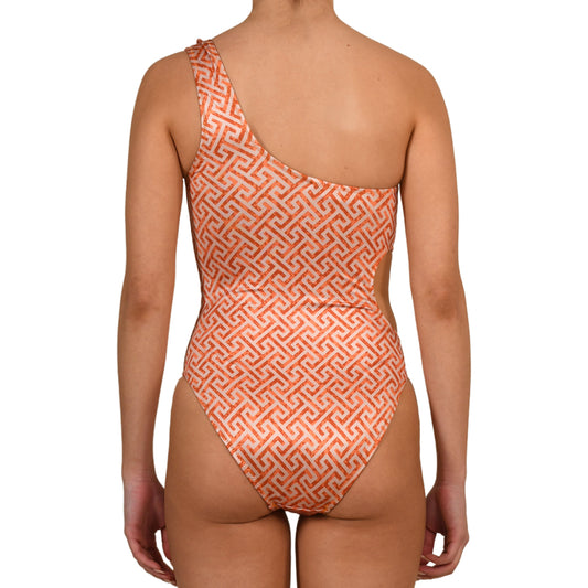 Grecian Grapefruit One Shoulder Swimsuit