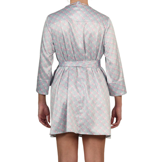 Mermaid Shell Satin Mini Kimono Dress