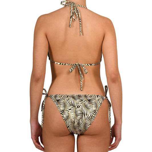 Tropical Black Tie Side Triangle Bikini