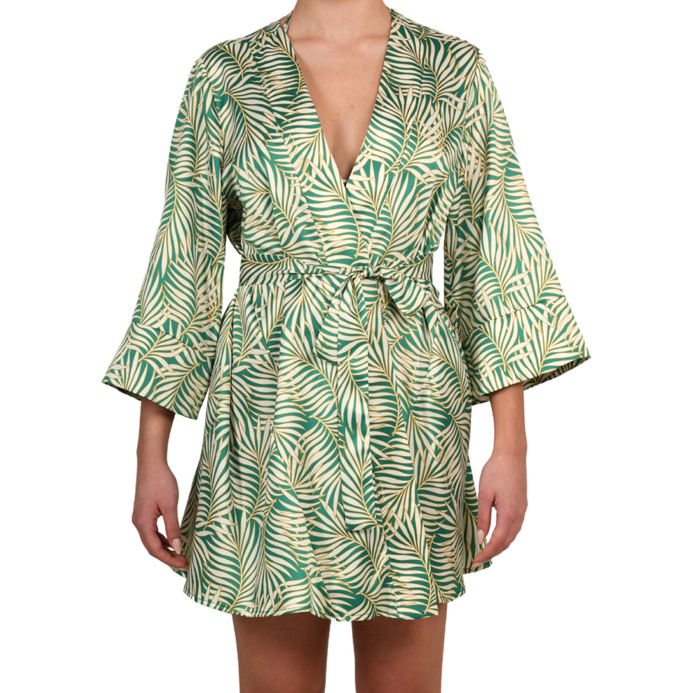 Maxi Kimono Tropical Kimono Dress Tropical Green Satin Mini Kimono Dress Ino Mei Maxi Kimono Tropical Kimono Dress Tropical Green Satin Mini Kimono Dress Ino Mei
