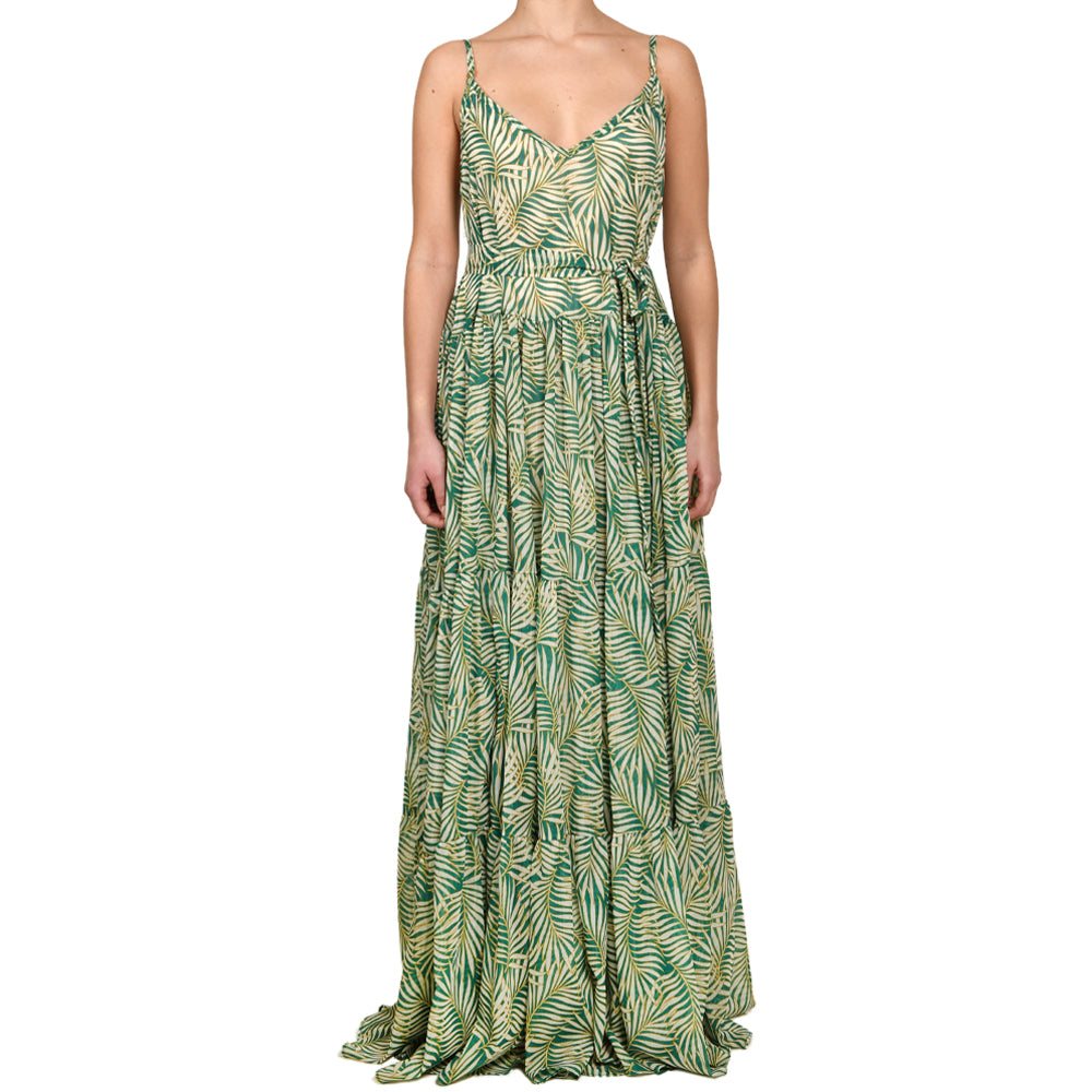 Tropical Green Maxi Shimmering Ruffle Dress Ino Mei Tropical Green Maxi Shimmering Ruffle Dress Ino Mei