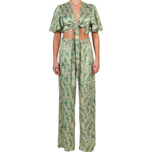 Tropical Green Satin Pantalone