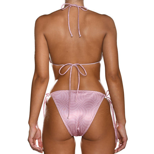 Dusty Pink Pearls Tie Side Triangle Bikini