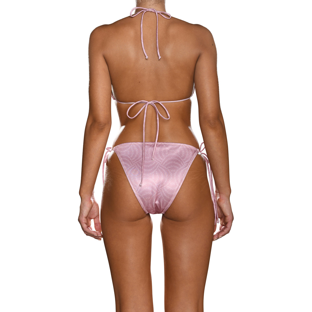 Dusty Pink Pearls Tie Side Triangle Bikini