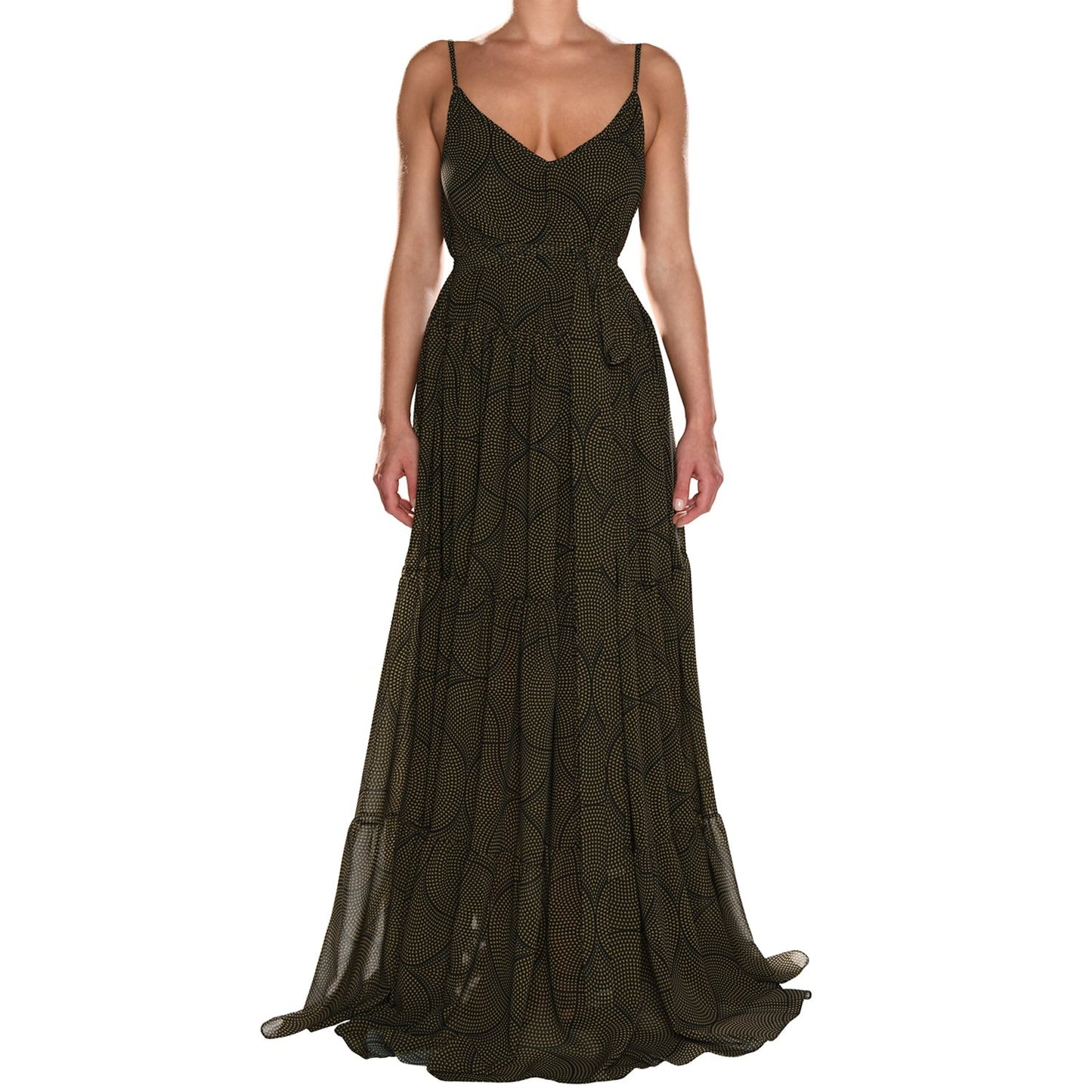 Mosaic Black & Gold Maxi Ruffle Dress