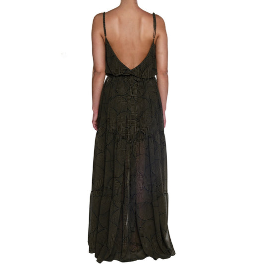 Mosaic Black & Gold Maxi Ruffle Dress