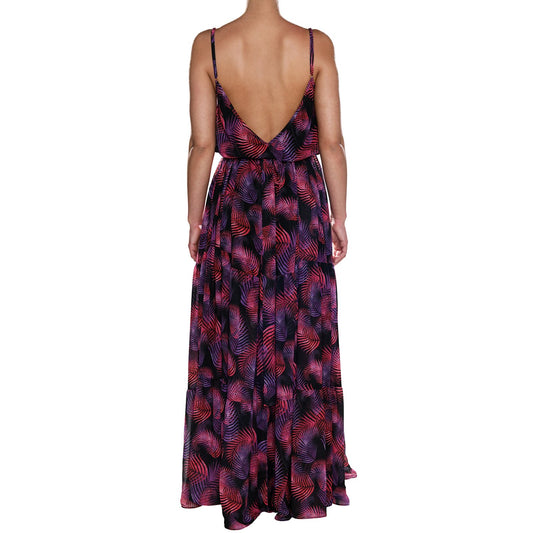 Ruby Leaves Maxi Ruffle Dress