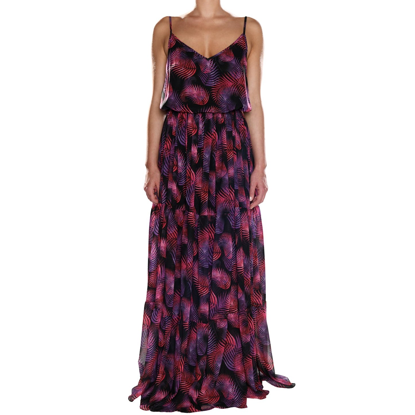 Ruby Leaves Maxi Ruffle Dress