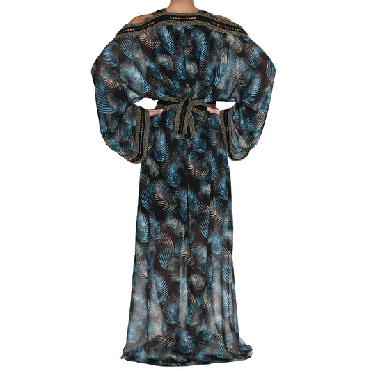 Sapphire Leaves Maxi Gown