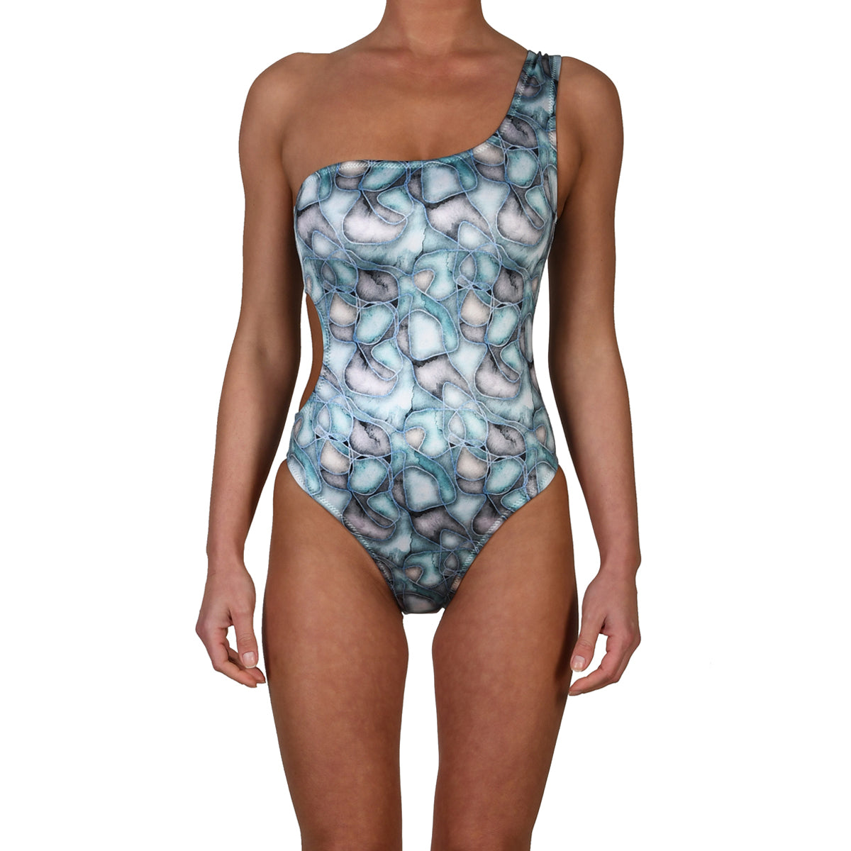 Aqua Water Stones One Shoulder Swimsuit