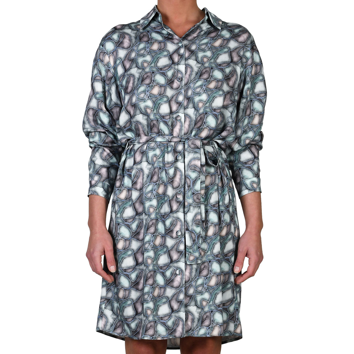 Aqua Water Stones Shirt Dress