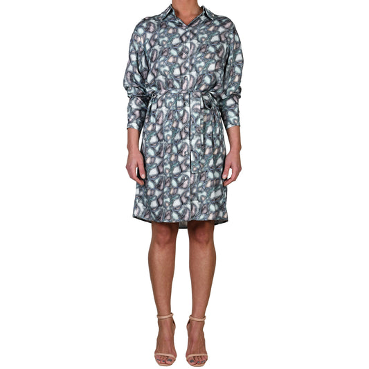 Aqua Water Stones Shirt Dress