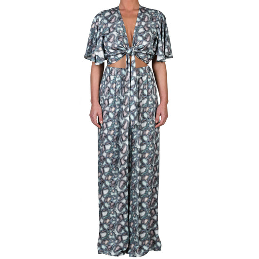 Aqua Water Stones Wrap Top