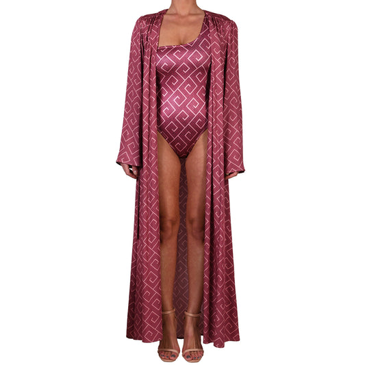 Meander Magenta Maxi Kimono Dress