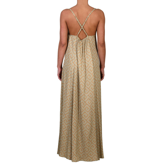 Meander Mint Gold Maxi Dress