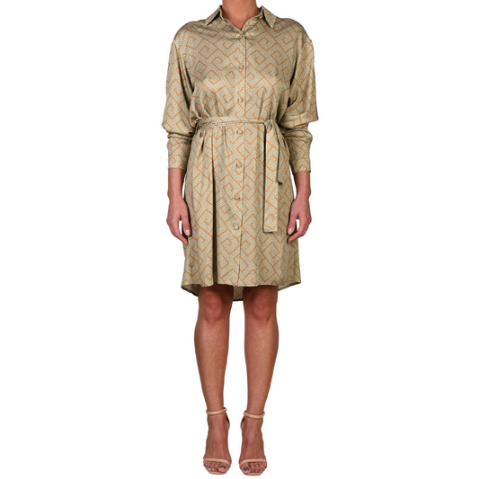 Meander Mint Gold Shirt Dress