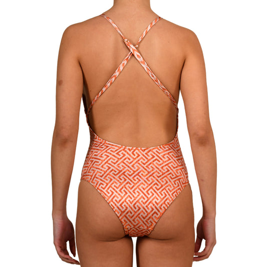 Grecian Grapefruit Halter Swimsuit