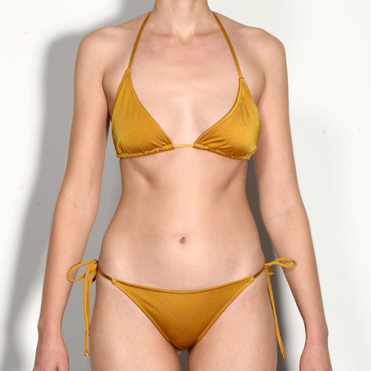 Saffron Tie Side Triangle Bikini