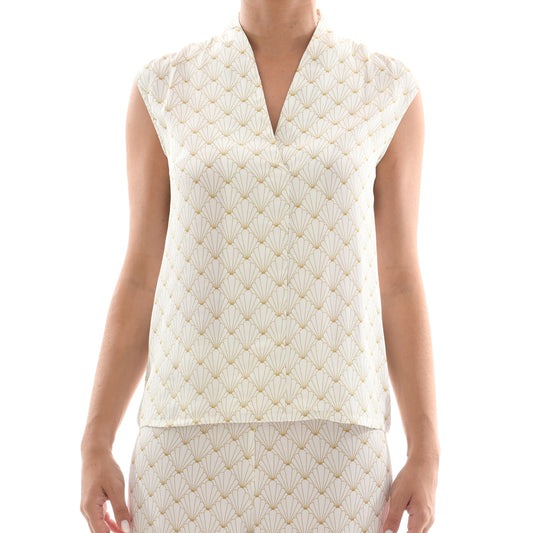 White Seashell Satin Tank Top