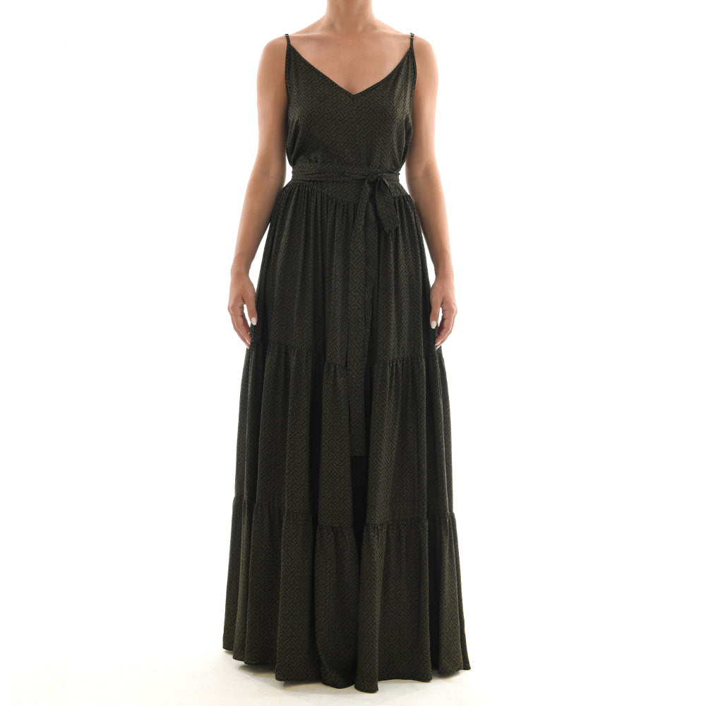 Meander Black Maxi Ruffle Dress