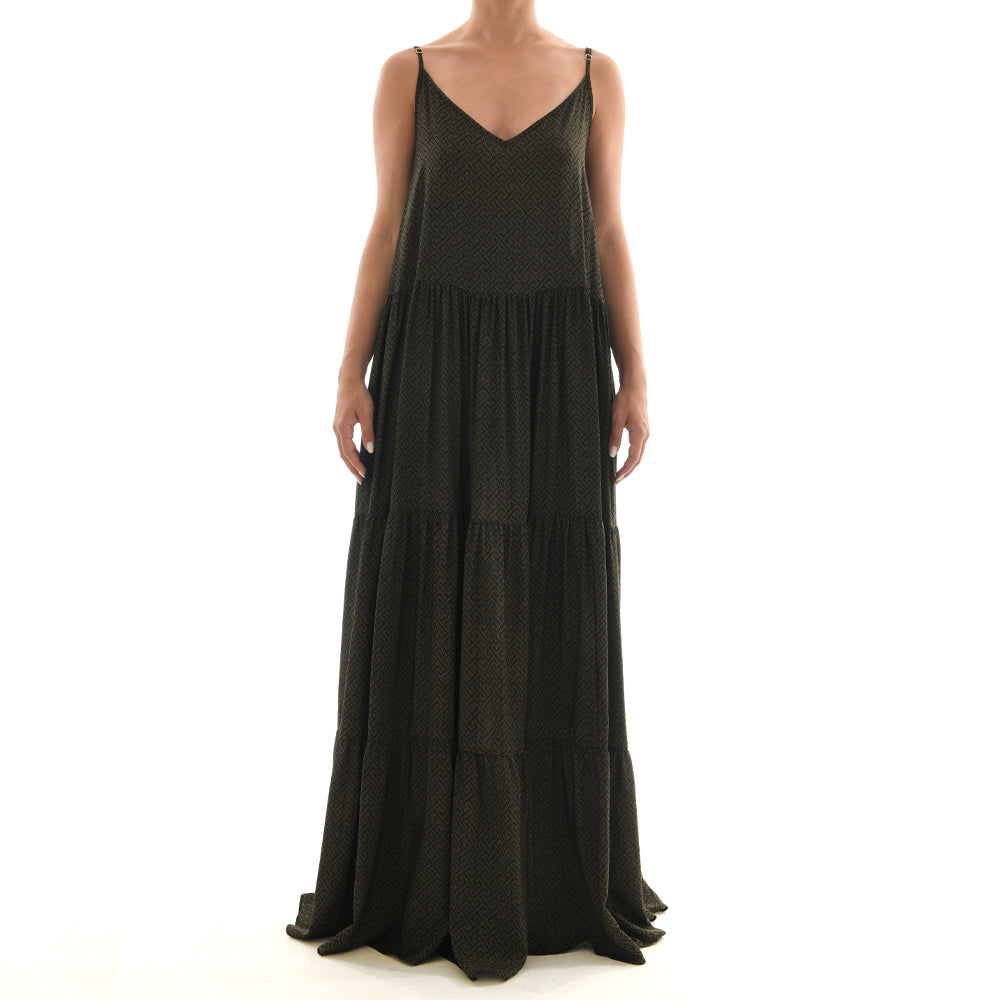 Meander Black Maxi Ruffle Dress