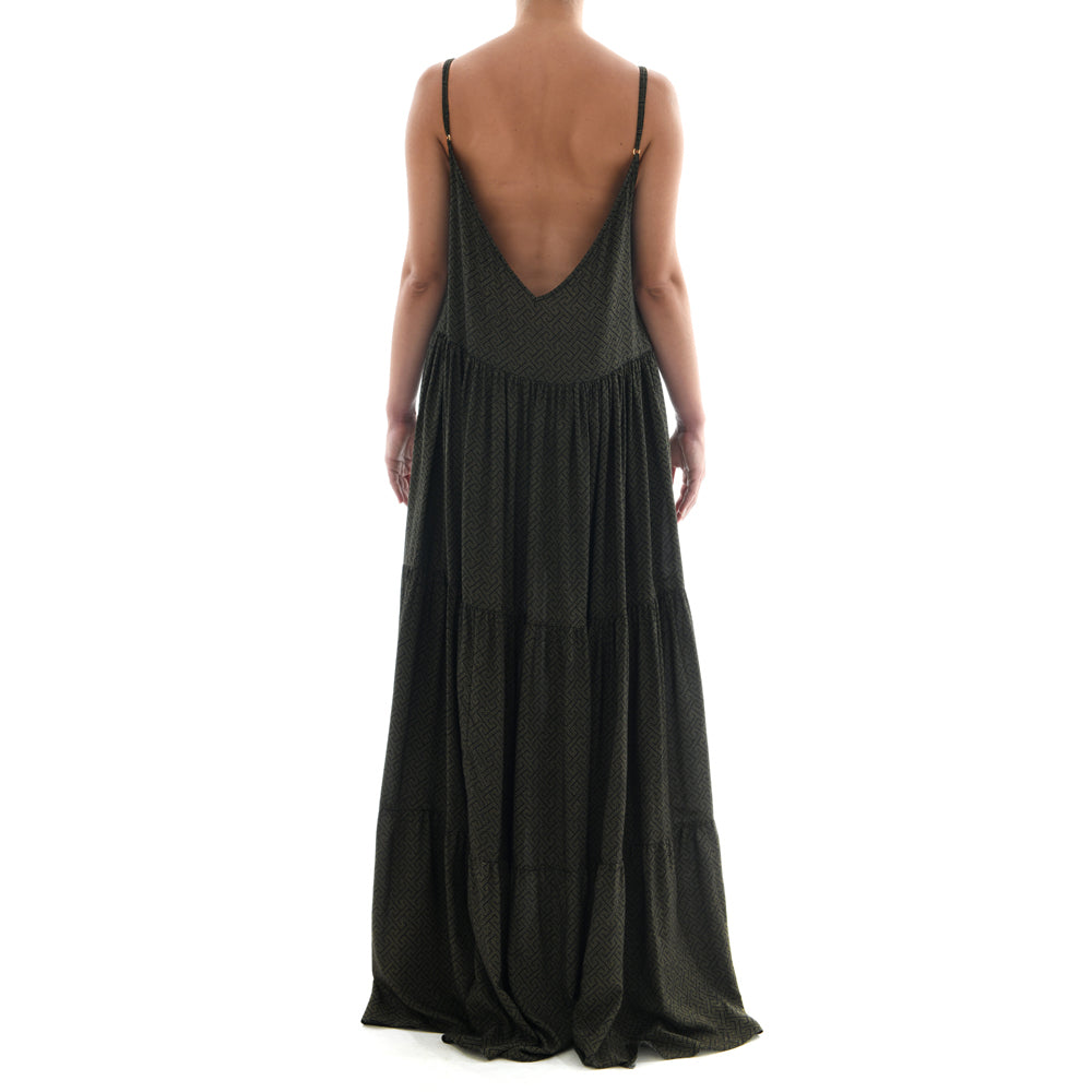 Meander Black Maxi Ruffle Dress