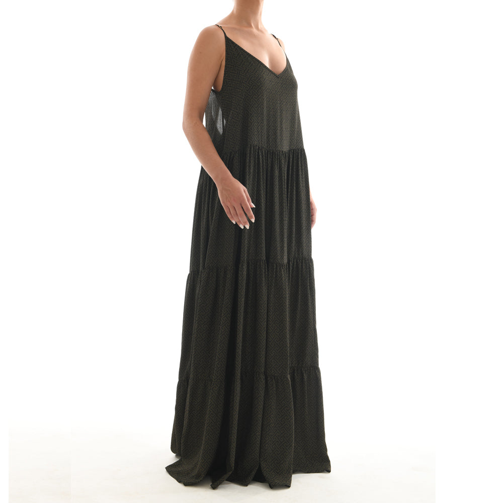 Meander Black Maxi Ruffle Dress