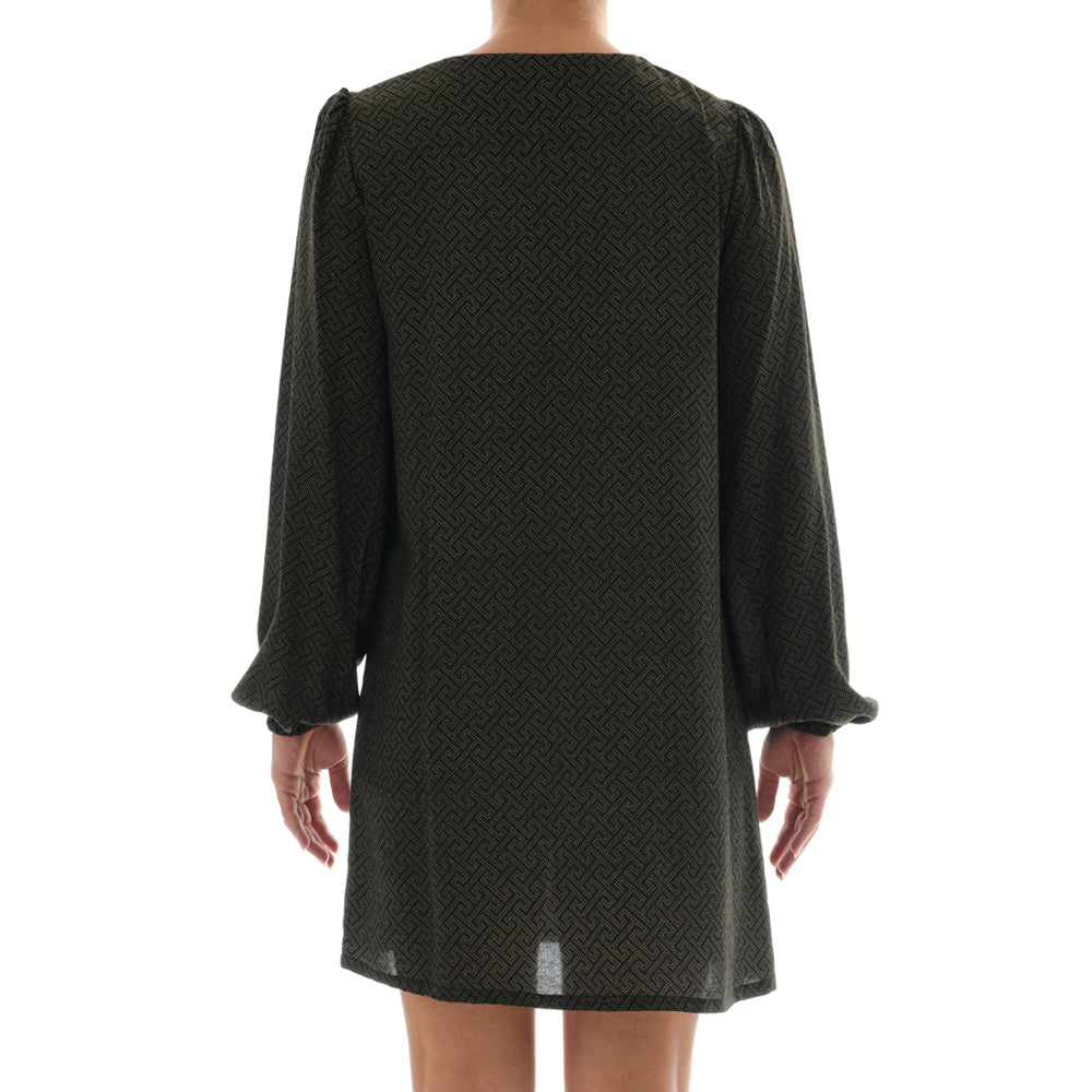 Meander Black Mini Kaftan Dress