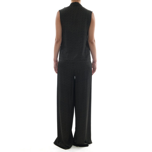 Meander Black Satin Pantalone