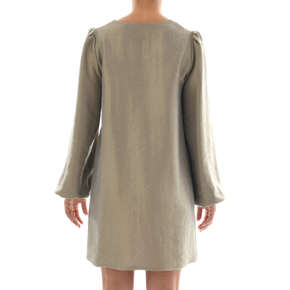 Metallic Gold Twill Mini Kaftan Dress