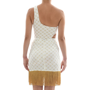 White Seashell Satin Mini Skirt