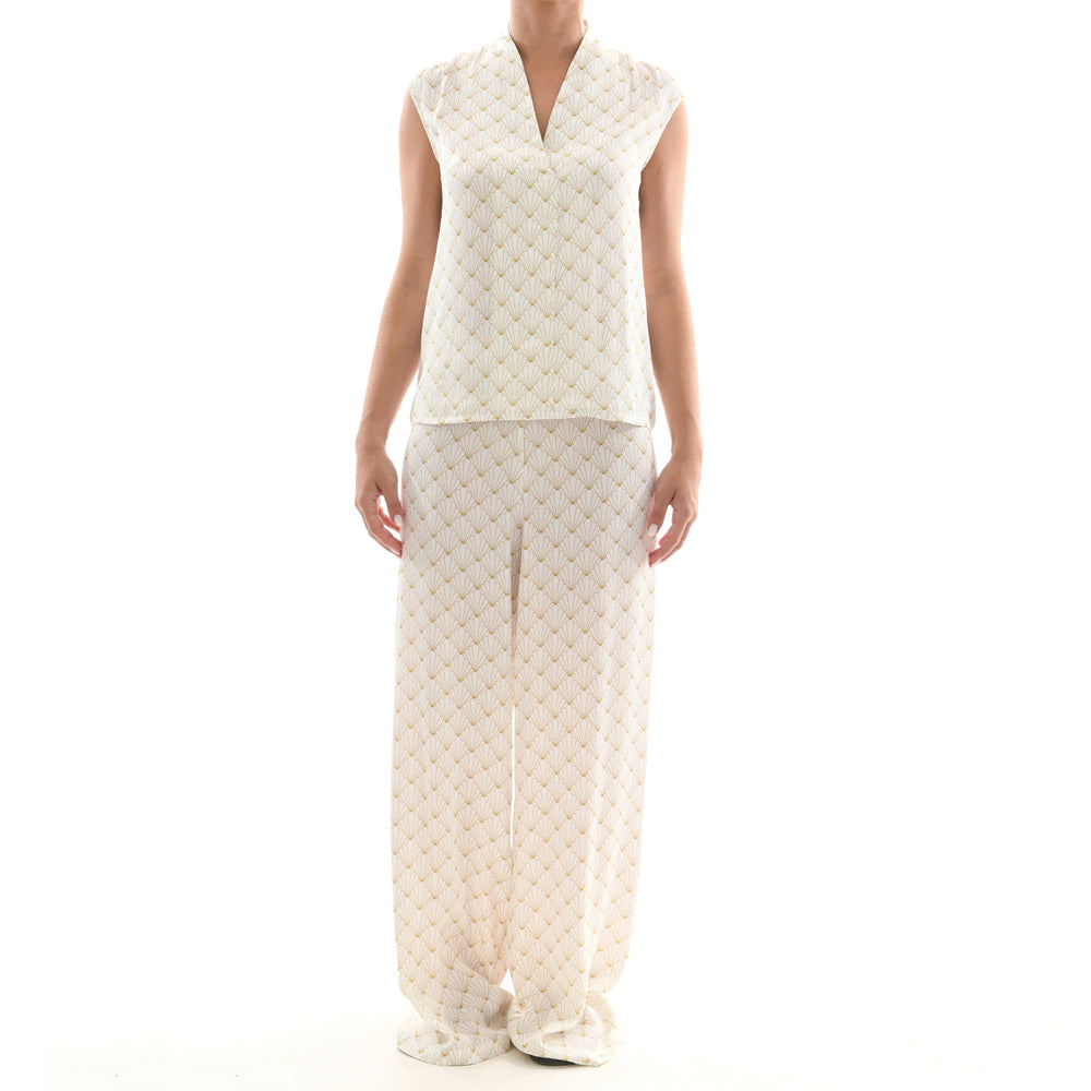 White Seashell Satin Pantalone